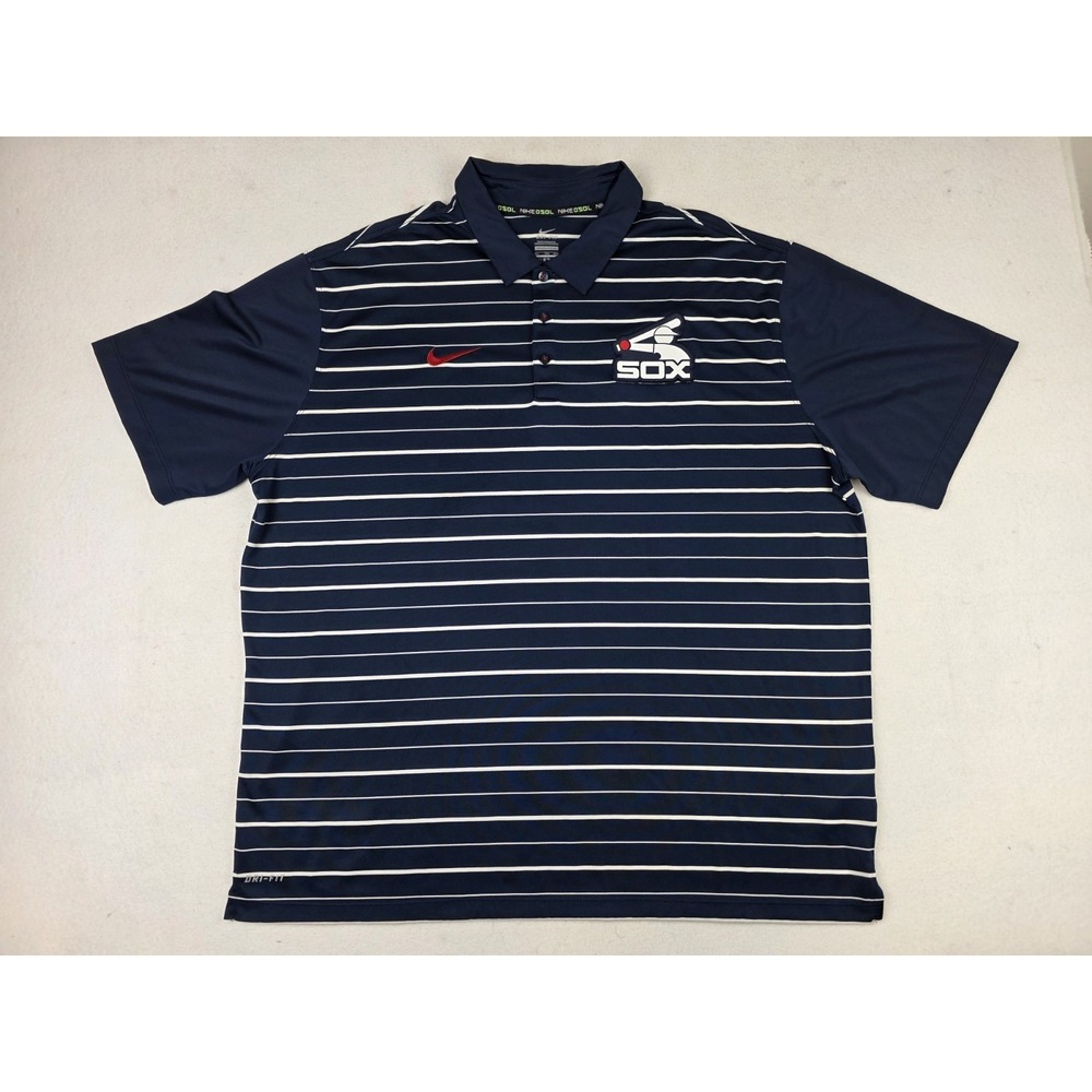 Nike Chicago White Sox Polo Shirt Men's XXL Blue Dri Fit Golf Cooperstown Logo
